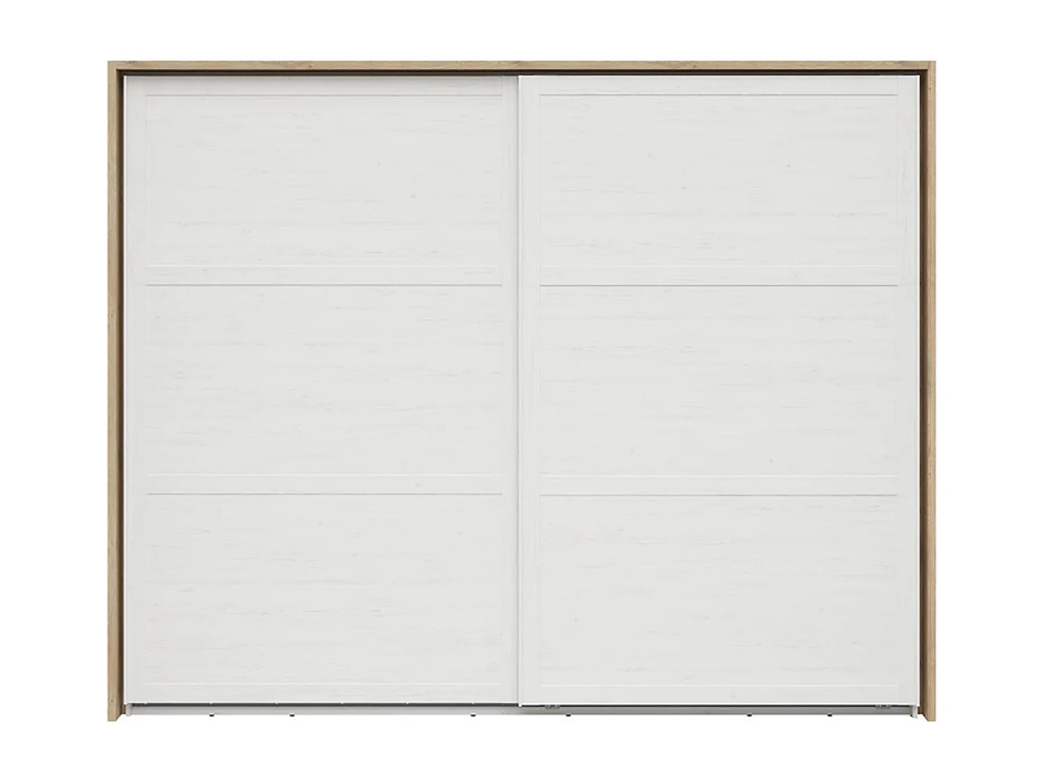 Armoire avec portes coulissantes , coloris Blanc pin andersen/Chêne clair - Longueur 270 x Profondeur 62,5 x Hauteur 218,5 cm