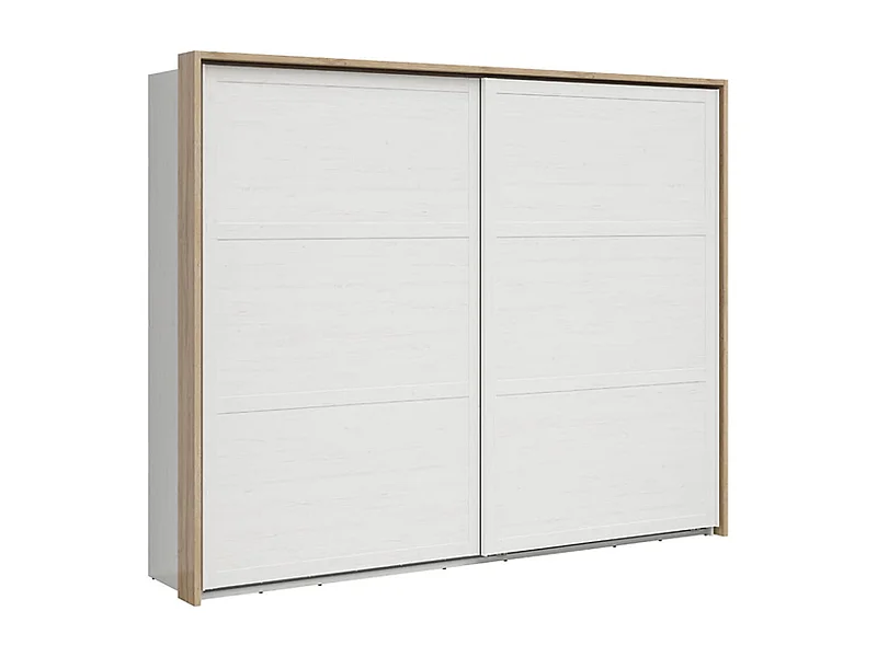 Armoire avec portes coulissantes , coloris Blanc pin andersen/Chêne clair - Longueur 270 x Profondeur 62,5 x Hauteur 218,5 cm