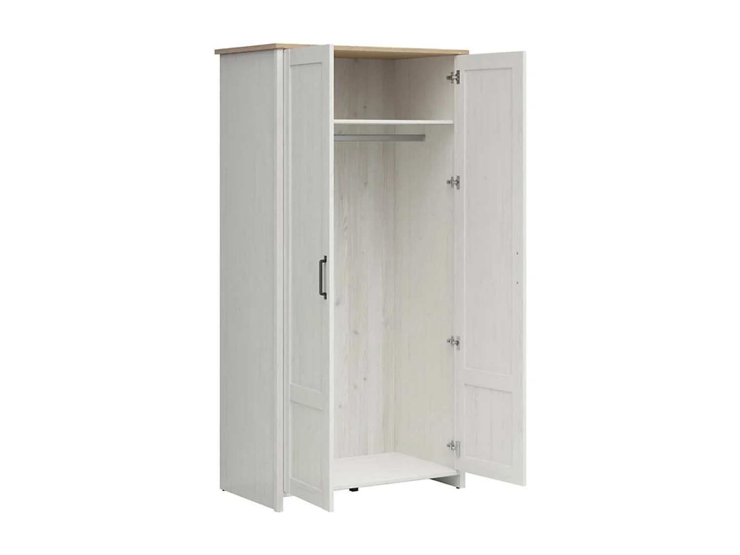 Armoire Placard à deux portes , coloris Blanc pin andersen/Chêne clair - Longueur 101,5 x Profondeur 57 x Hauteur 200,5 cm