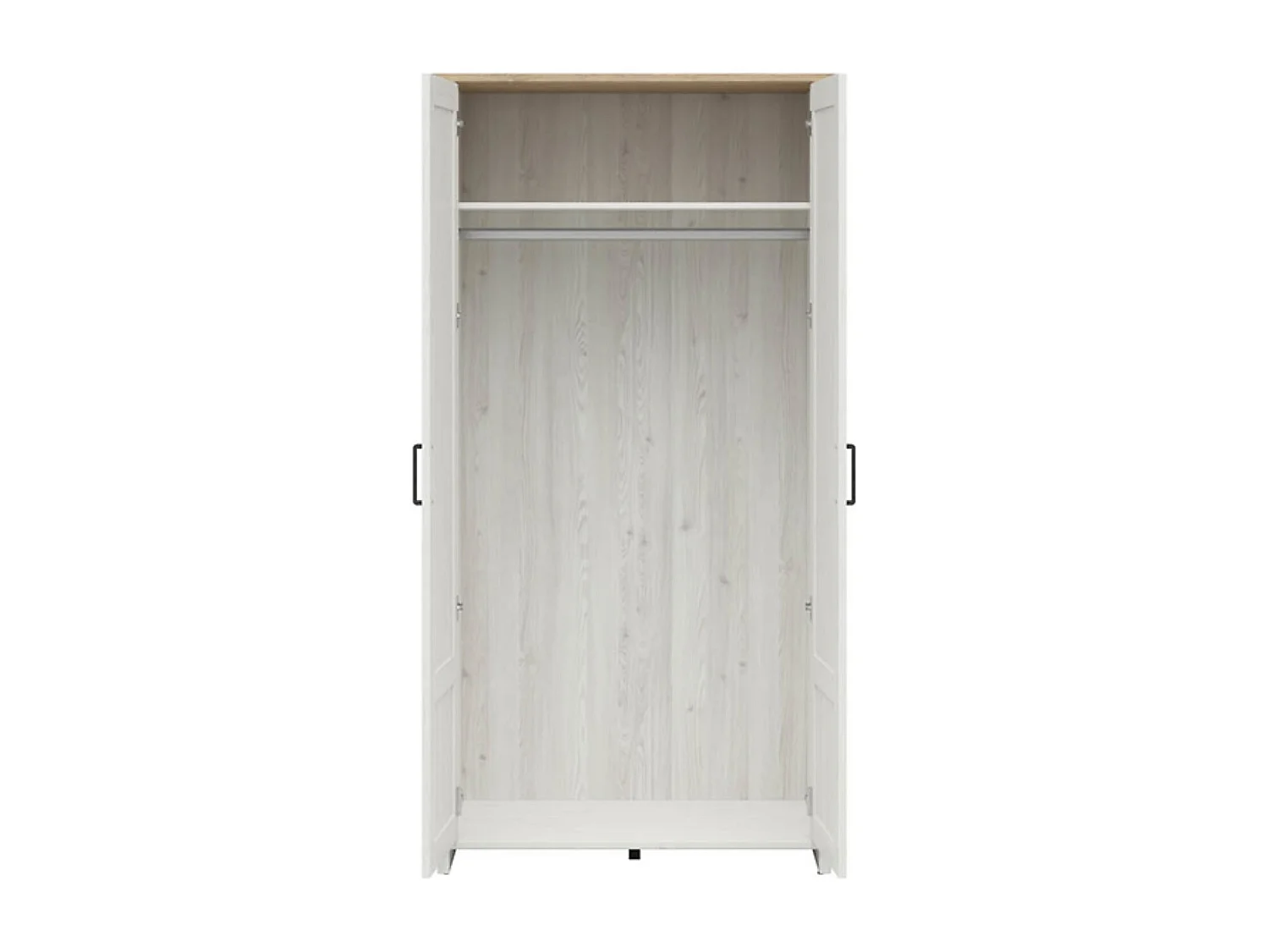 Armoire Placard à deux portes , coloris Blanc pin andersen/Chêne clair - Longueur 101,5 x Profondeur 57 x Hauteur 200,5 cm
