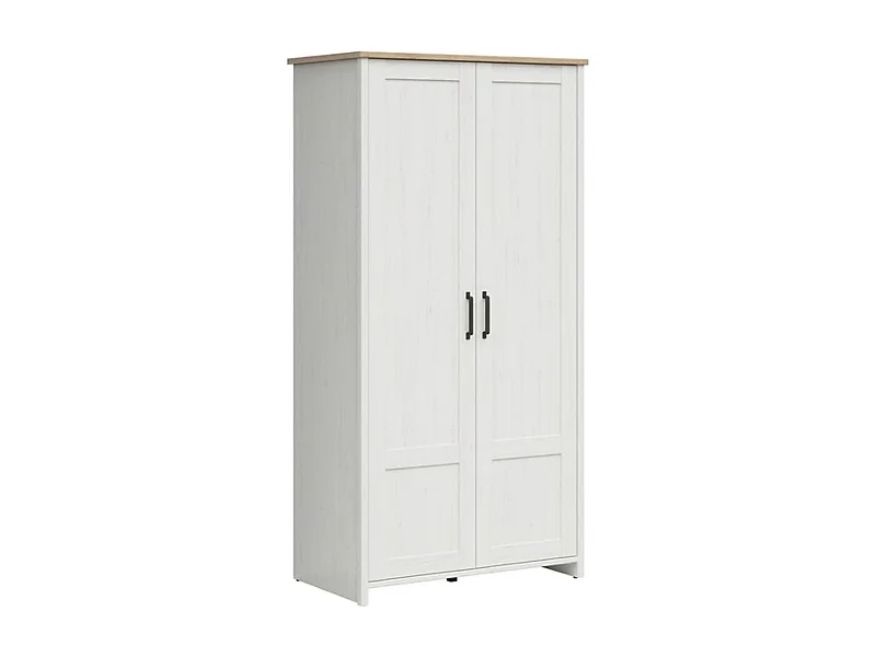 Armoire Placard à deux portes , coloris Blanc pin andersen/Chêne clair - Longueur 101,5 x Profondeur 57 x Hauteur 200,5 cm