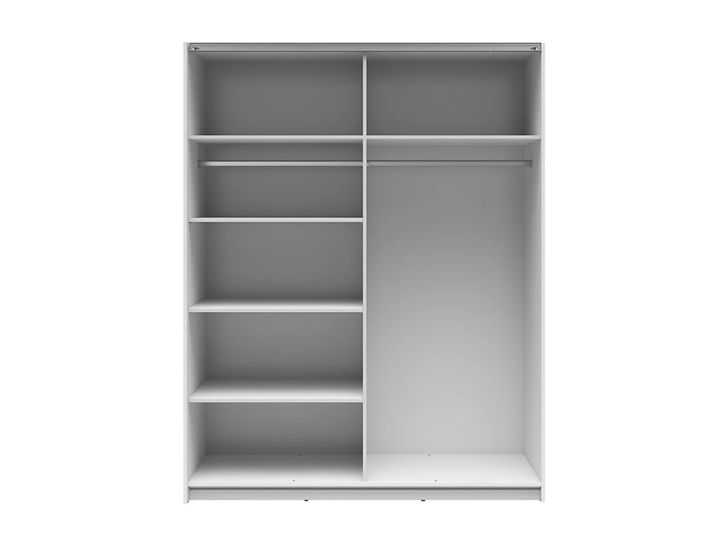 Armoire coulissante avec miroir coloris Blanc brillant - Longueur 153,5 x Profondeur 60 x Hauteur 195,5 cm