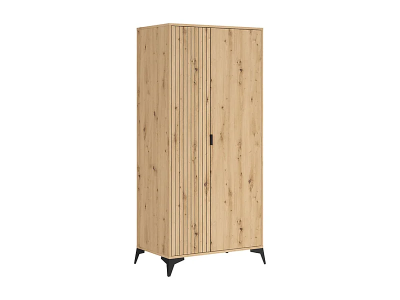 Armoire à 2 portes Placard,coloris Chêne artisan - Longueur 90 x Profondeur 55 x Hauteur 197 cm