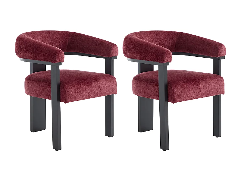 Set van 2 stoelen met armleuningen in structuurstof en zwart rubberhout - Bordeaux - LIVELIA van Pascal Morabito