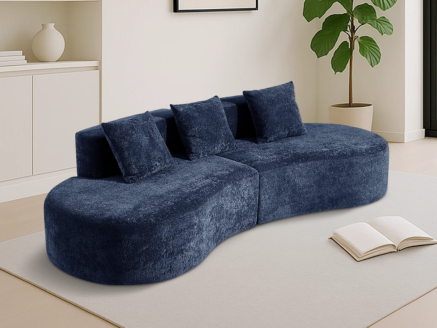 Aurora 1.0 - 3-zits ronde hoekbank - Zacht fluweel - gebogen design - heerlijk comfort - voor grote woonkamers en leefruimtes