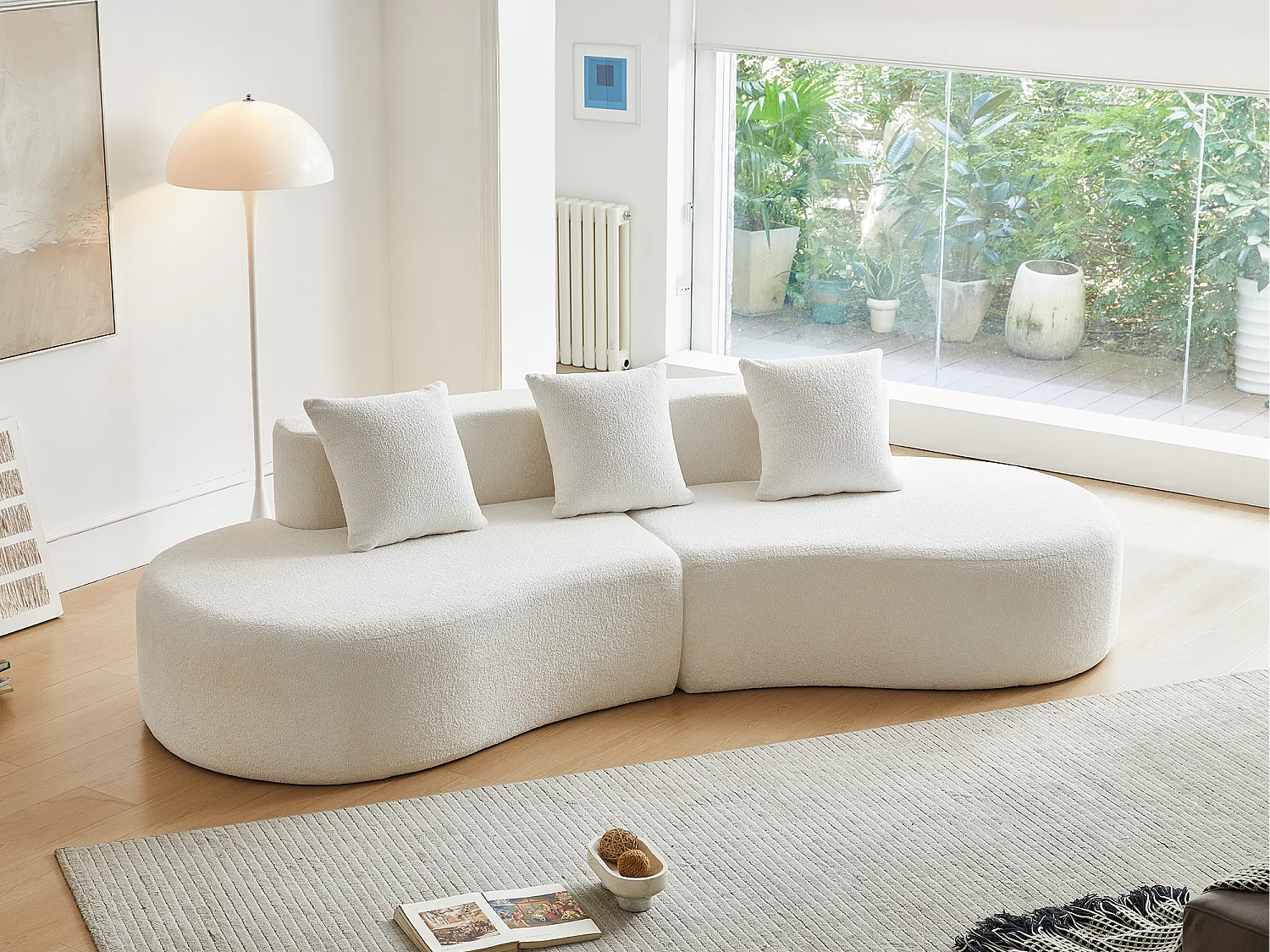 Aurora 1.0 - 3-zits ronde hoekbank - Zacht fluweel - gebogen design - heerlijk comfort - voor grote woonkamers en leefruimtes