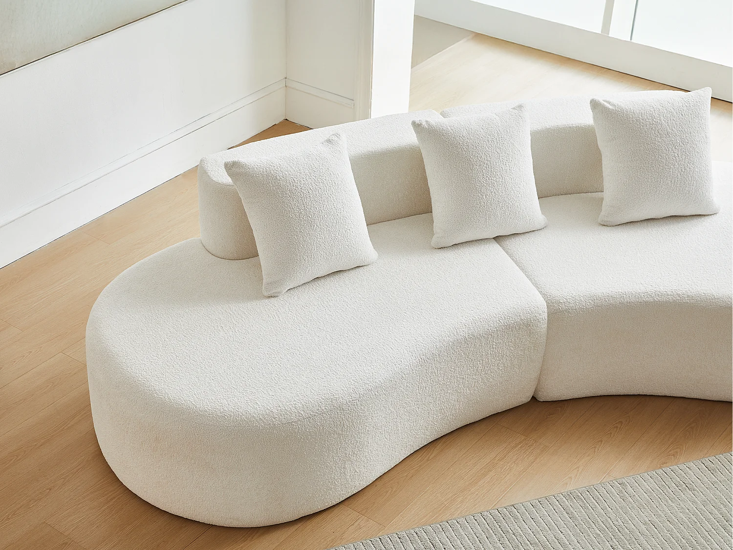 Aurora 1.0 - 3-zits ronde hoekbank - Zacht fluweel - gebogen design - heerlijk comfort - voor grote woonkamers en leefruimtes