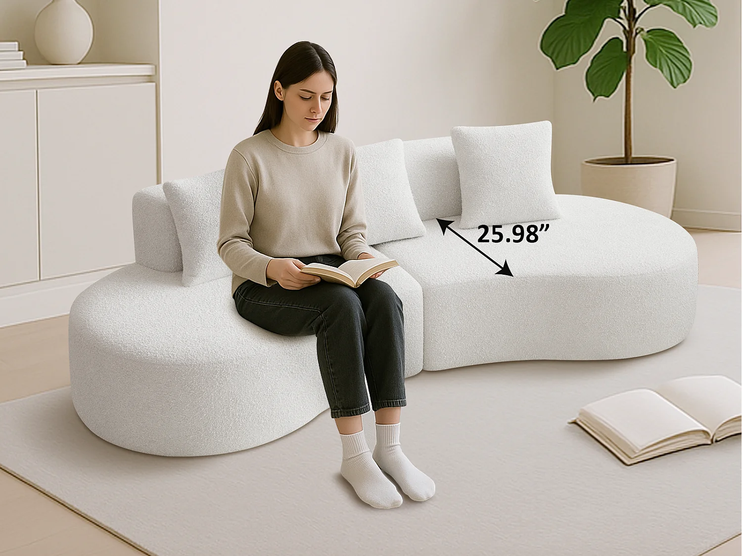 Aurora 1.0 - 3-zits ronde hoekbank - Zacht fluweel - gebogen design - heerlijk comfort - voor grote woonkamers en leefruimtes