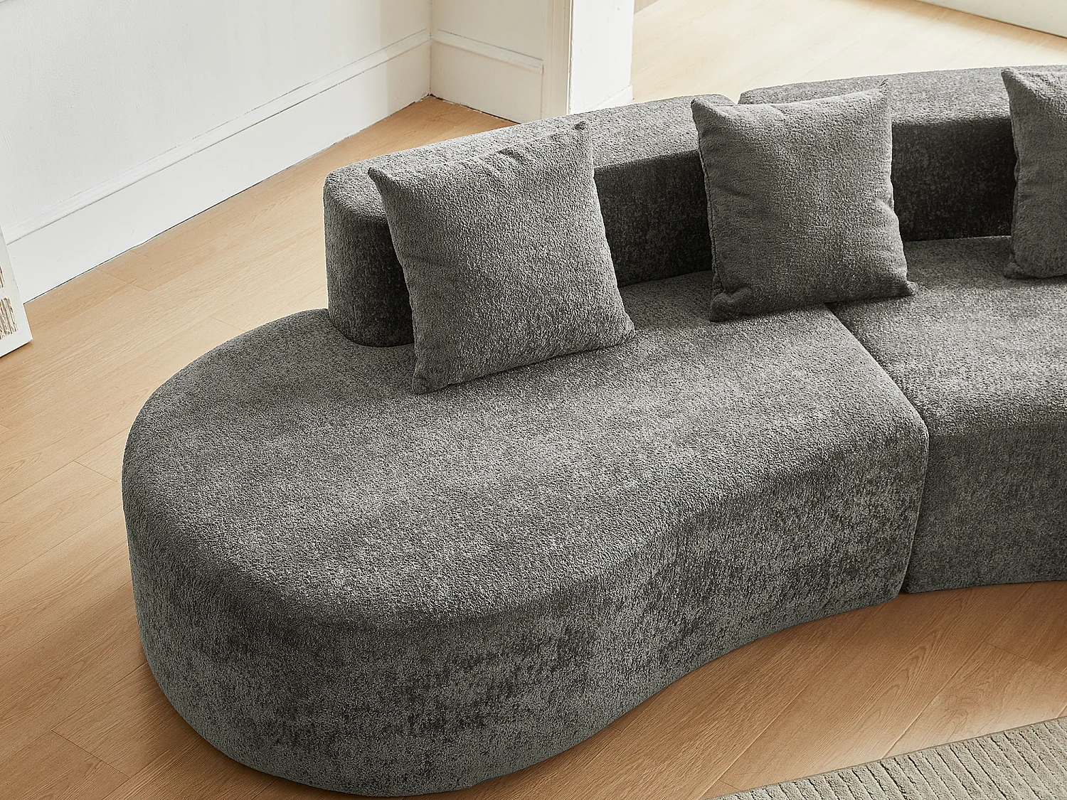 Aurora 1.0 - 3-zits ronde hoekbank - Zacht fluweel - gebogen design - heerlijk comfort - voor grote woonkamers en leefruimtes