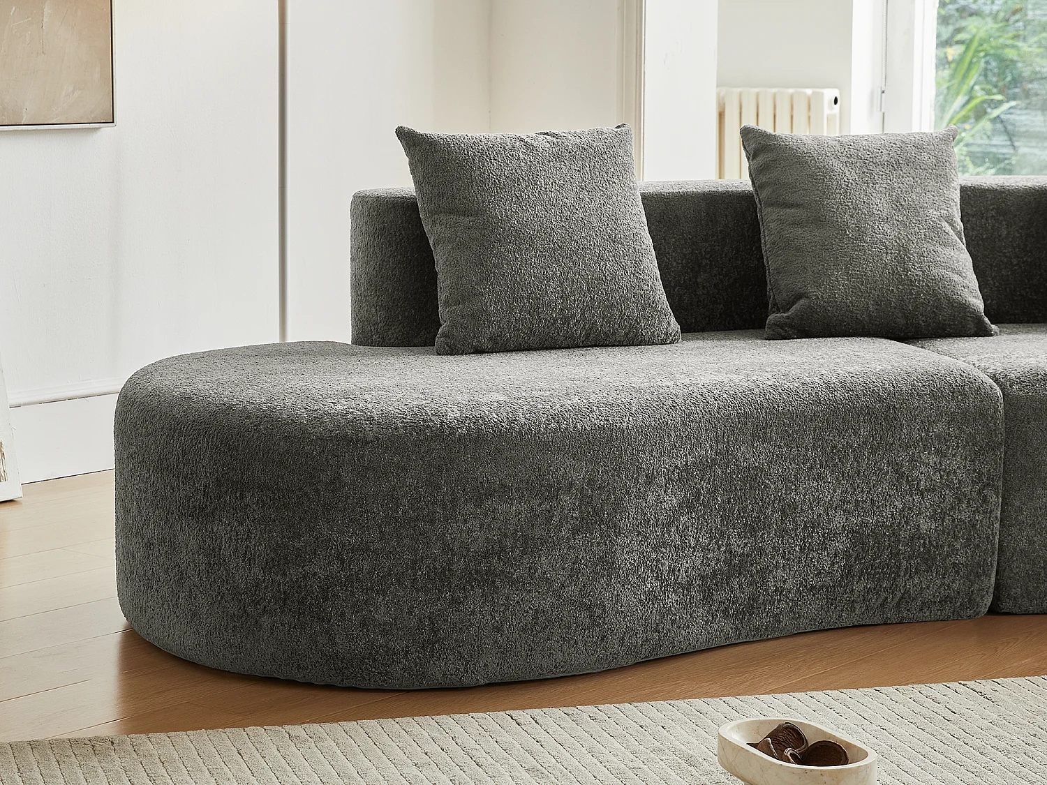 Aurora 1.0 - 3-zits ronde hoekbank - Zacht fluweel - gebogen design - heerlijk comfort - voor grote woonkamers en leefruimtes