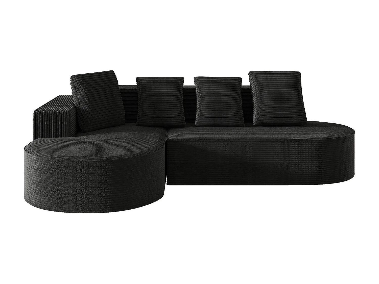 Aurore 2.0 - Hoekbank van Geribbelde Katoen - Extra Dikke Zitting, 4 Kussens - Wolkachtig Comfort Zonder Montage - Ideaal voor de Woonkamer