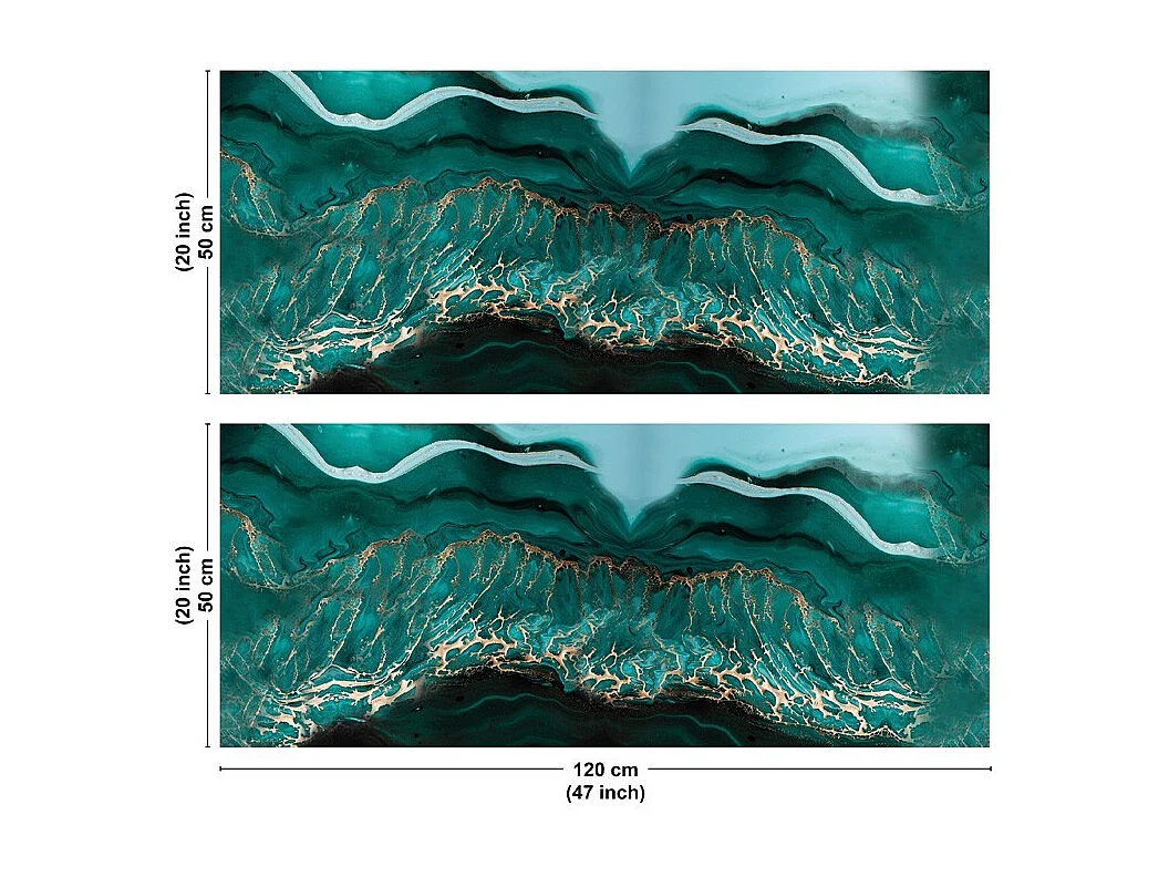 Crédence cuisine en aluminium - effet marbre bleu - 240x50 cm (en 2 bandeaux)