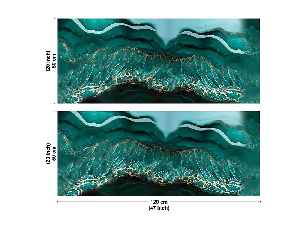 Crédence cuisine en aluminium - effet marbre bleu - 240x50 cm (en 2 bandeaux)