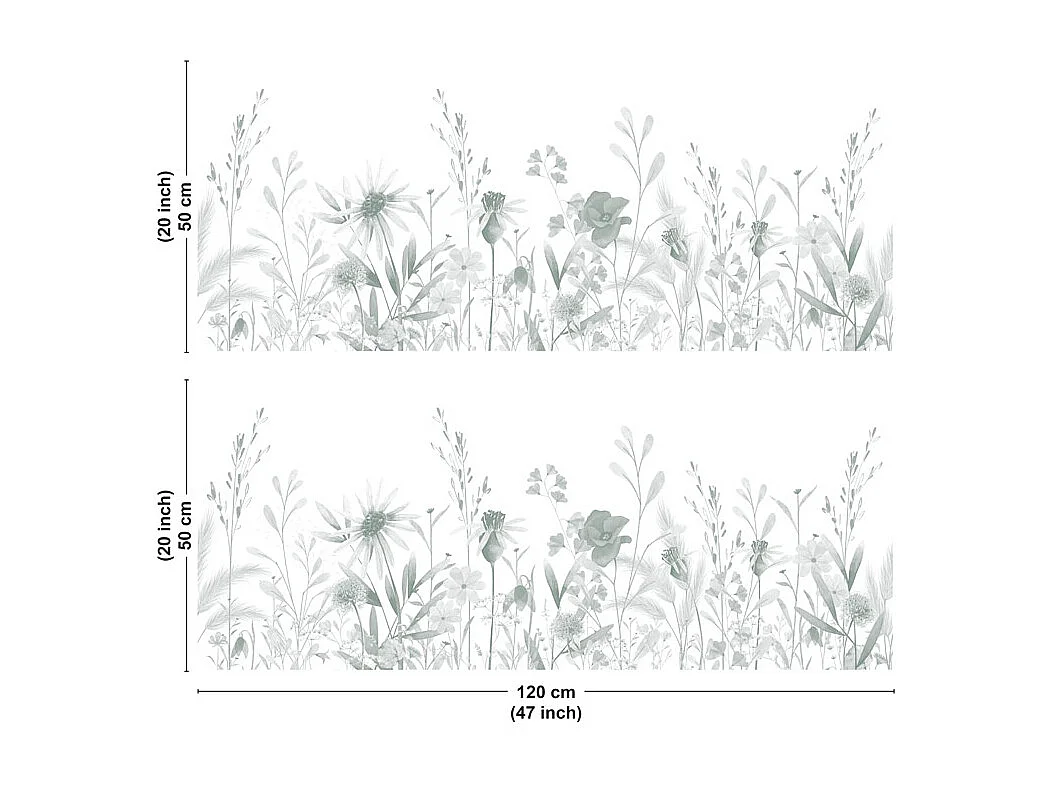 Crédence cuisine en aluminium - motif floral vert - 240x50 cm (en 2 bandeaux)