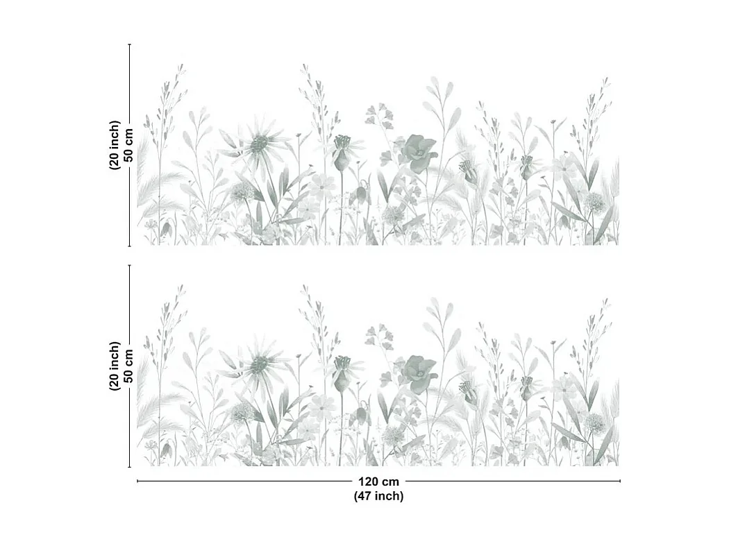 Crédence cuisine en aluminium - motif floral vert - 240x50 cm (en 2 bandeaux)