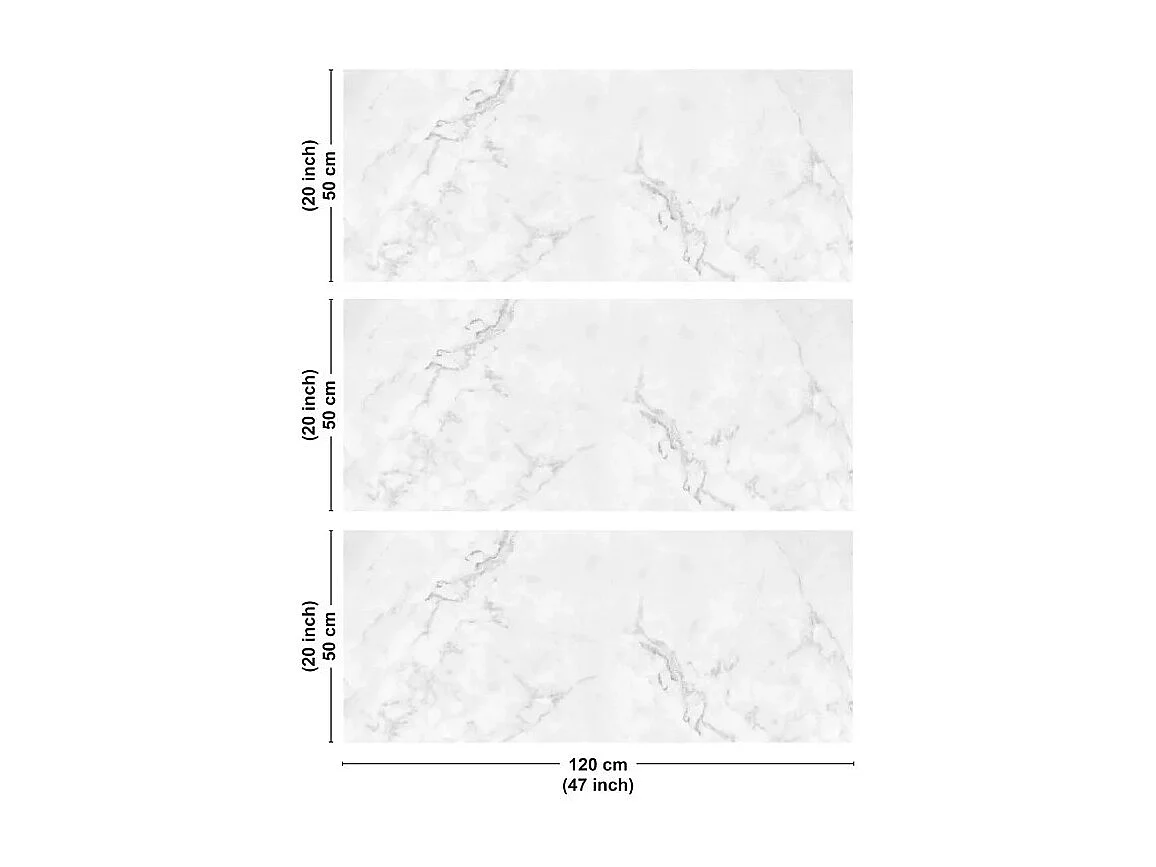 Crédence cuisine en aluminium - effet marbre blanc - 360x50 cm (en 3 bandeaux)