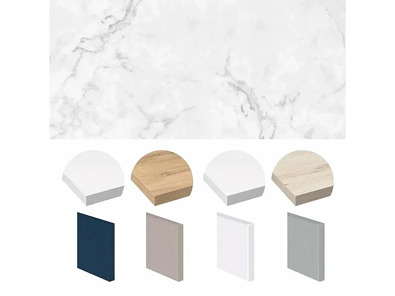 Crédence cuisine en aluminium - effet marbre blanc - 360x50 cm (en 3 bandeaux)