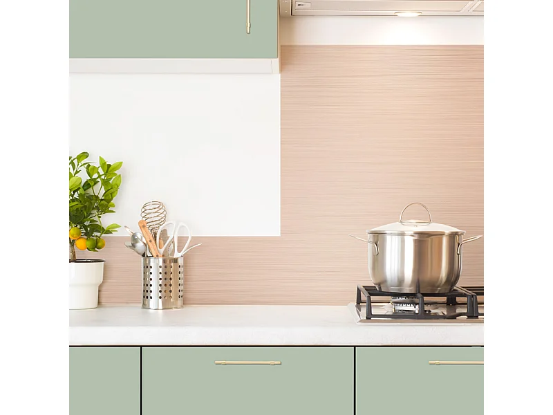 Crédence cuisine en aluminium - effet industriel rose - 300x20 cm (en 3 bandeaux)