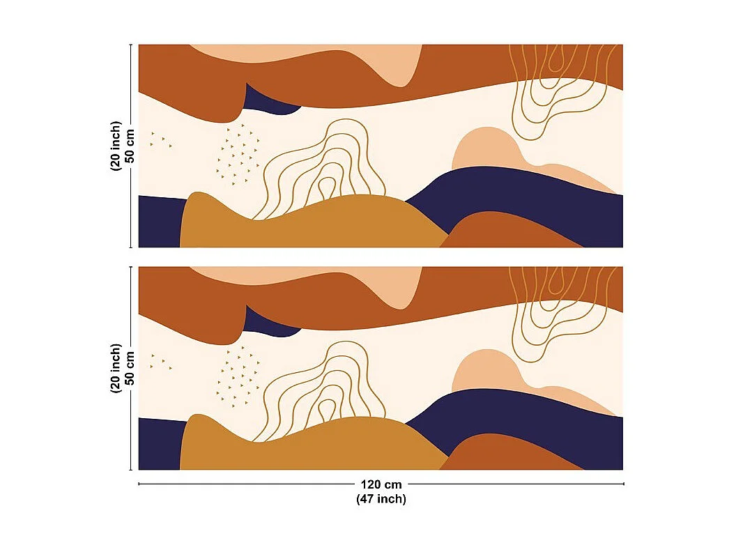 Crédence cuisine en aluminium - design orange - 240x50 cm (en 2 bandeaux)