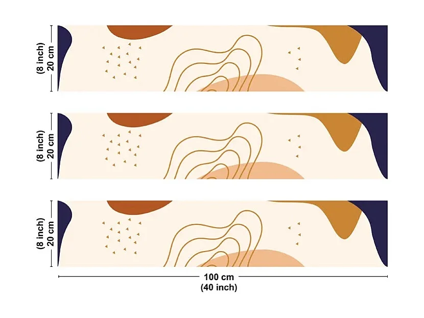 Crédence cuisine en aluminium - design orange - 300x20 cm (en 3 bandeaux)
