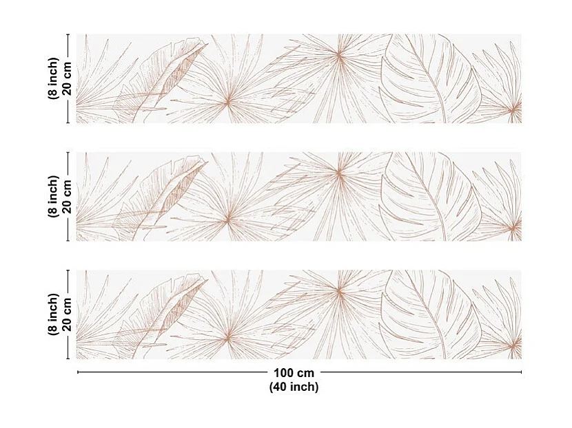 Crédence cuisine en aluminium - floral terracotta - 300x20 cm (en 3 bandeaux)