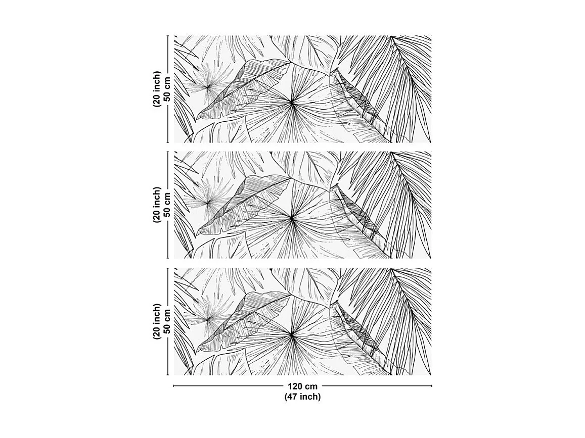 Crédence cuisine en aluminium - floral noir - 360x50 cm (en 3 bandeaux)