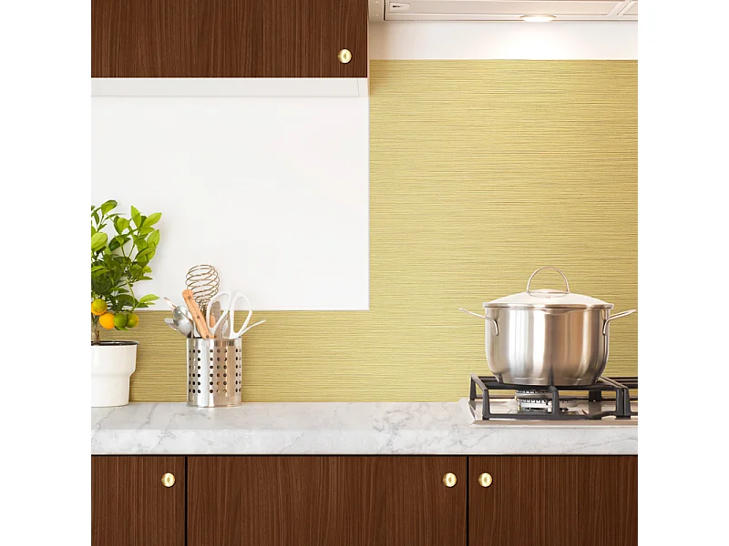 Crédence cuisine en aluminium - effet industriel doré - 300x20 cm (en 3 bandeaux)