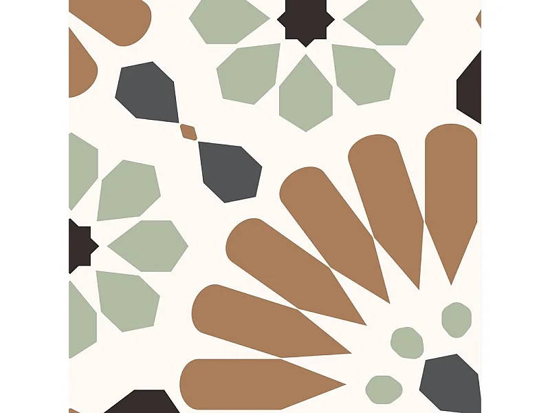 Crédence cuisine en aluminium - effet carreaux de ciment marron et vert - 270x20 cm (en 3 bandeaux)