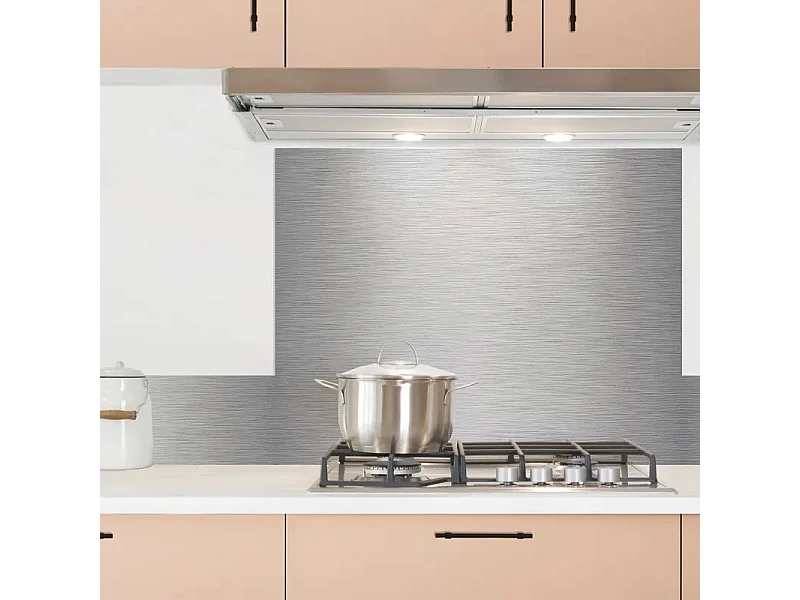 Crédence cuisine en aluminium - effet industriel gris - 300x20 cm (en 3 bandeaux)