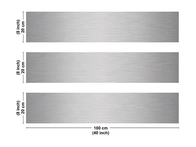 Crédence cuisine en aluminium - effet industriel gris - 300x20 cm (en 3 bandeaux)