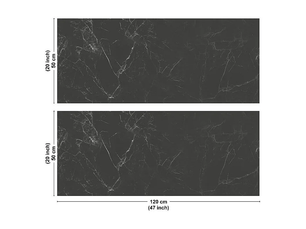 Crédence cuisine en aluminium - effet marbre gris - 240x50 cm (en 2 bandeaux)