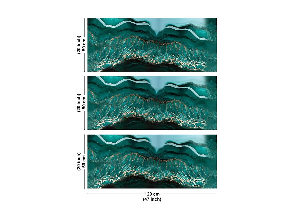 Crédence cuisine en aluminium - effet marbre bleu - 360x50 cm (en 3 bandeaux)