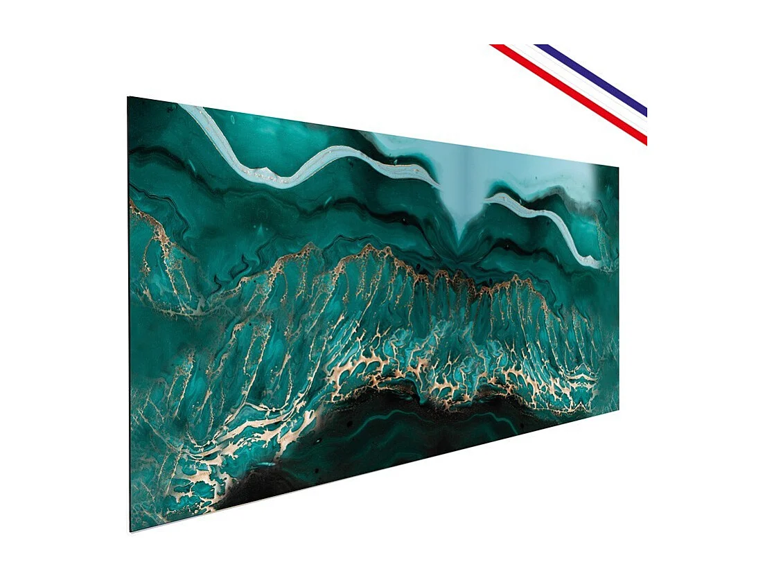 Crédence cuisine en aluminium - effet marbre bleu - 360x50 cm (en 3 bandeaux)