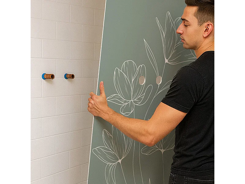 Lot de 2 panneaux de douche en aluminium (90x220 & 120x220 cm) + profilés blanc - Charme - Vert