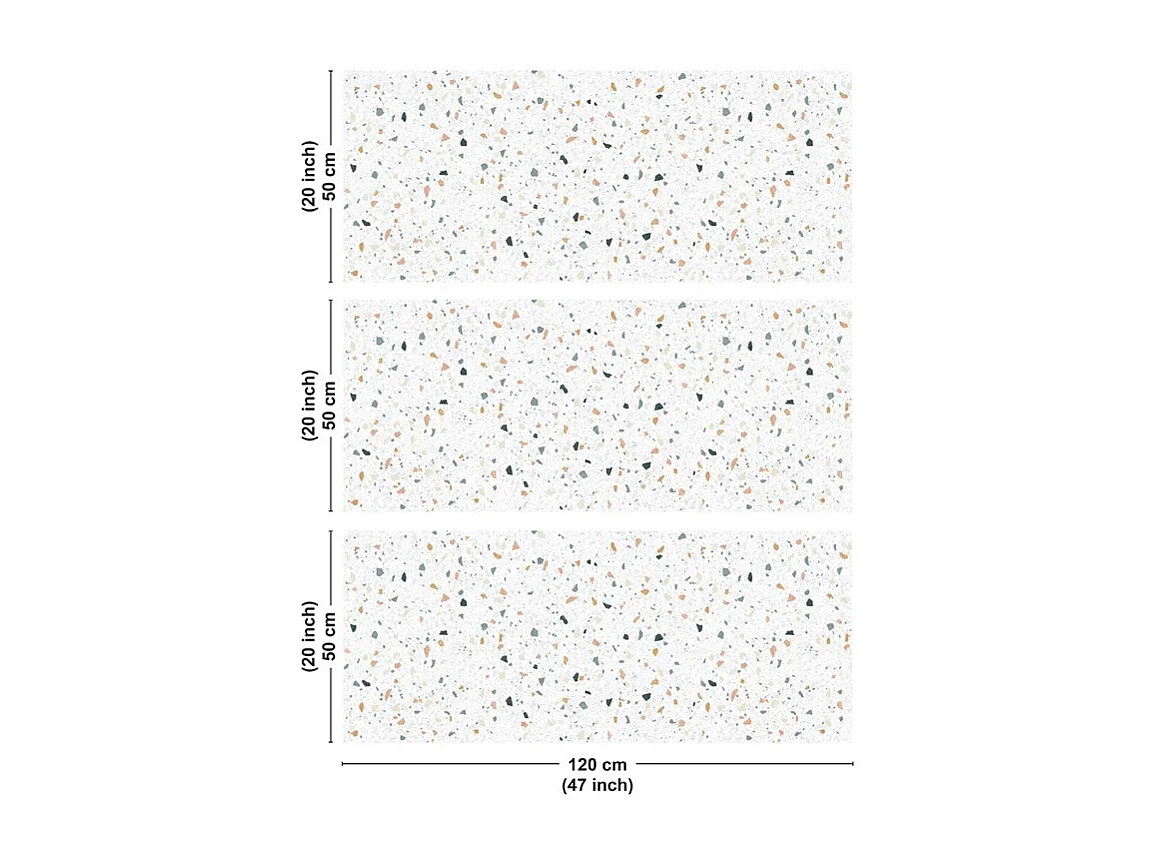 Crédence cuisine en aluminium - motif terrazzo blanc - 360x50 cm (en 3 bandeaux)