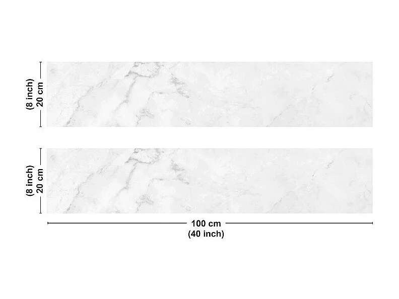 Crédence cuisine en aluminium - marbre blanc - 200x20 cm (en 2 bandeaux)