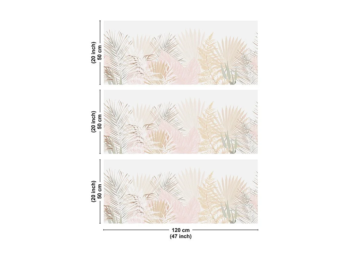 Crédence cuisine en aluminium - floral beige et blanc - 360x50 cm (en 3 bandeaux)