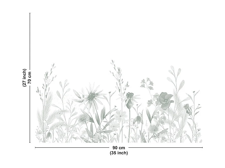 Fond de hotte en aluminium - motif floral vert - 70x90 cm