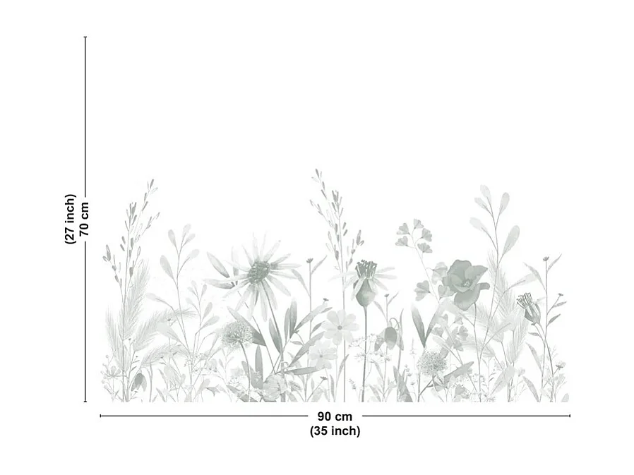 Fond de hotte en aluminium - motif floral vert - 70x90 cm