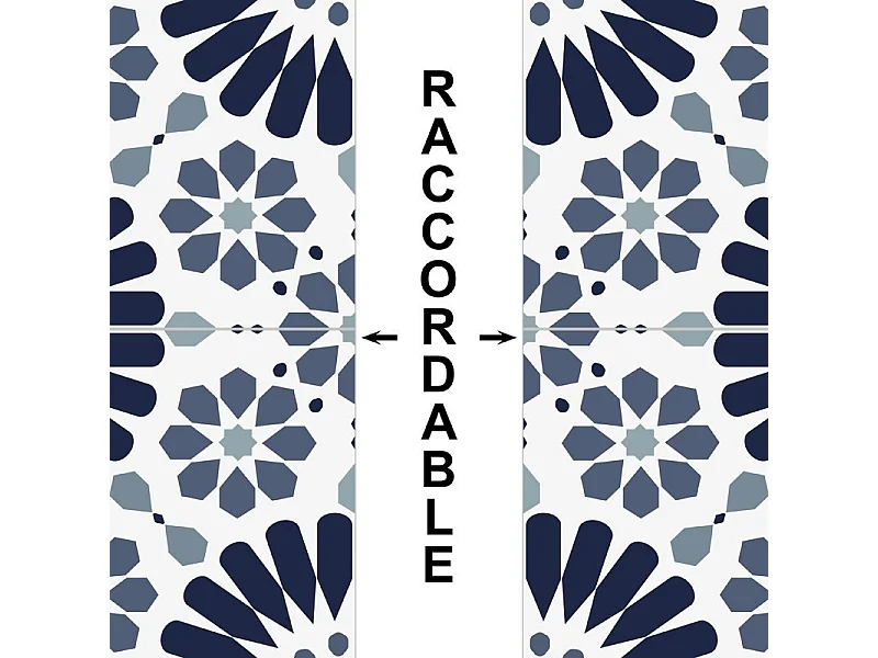 Crédence cuisine en aluminium - effet carreaux de ciment bleu - 270x20 cm (en 3 bandeaux)