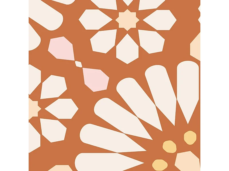 Crédence cuisine en aluminium - effet carreaux de ciment orange - 360x50 cm (en 3 bandeaux)