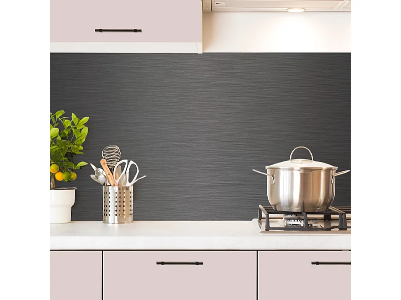 Crédence cuisine en aluminium - effet industriel gris anthracite - 240x50 cm (en 2 bandeaux)