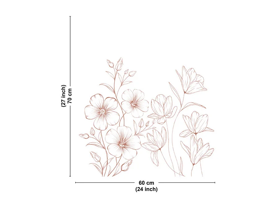 Fond de hotte en aluminium - motif floral blanc et terracotta - 70x60 cm