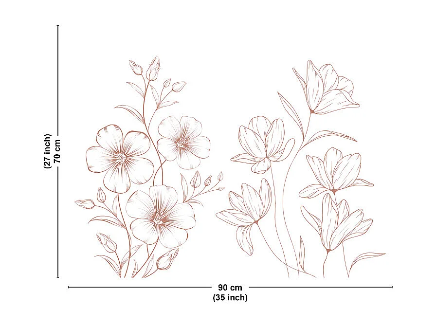 Fond de hotte en aluminium - motif floral blanc et terracotta - 70x90 cm