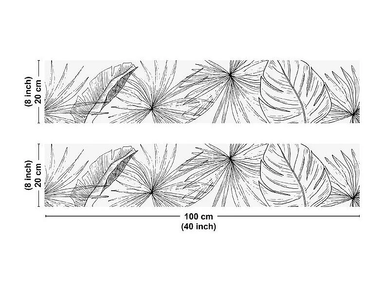 Crédence cuisine en aluminium - floral noir - 200x20 cm (en 2 bandeaux)