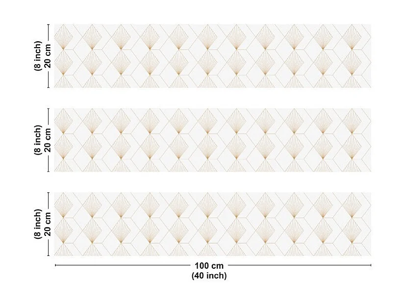Crédence cuisine en aluminium - art déco blanc 300x20 cm (en 3 bandeaux)