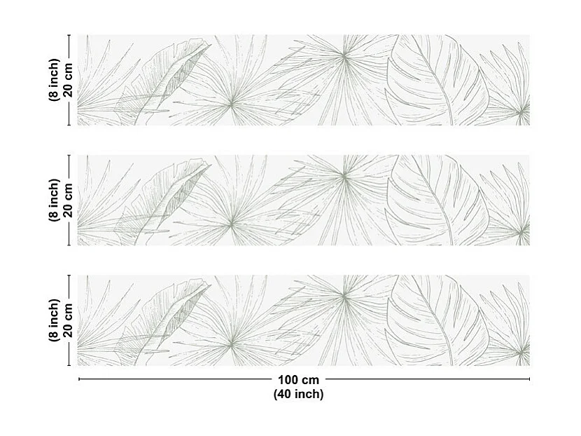 Crédence cuisine en aluminium - floral vert - 300x20 cm (en 3 bandeaux)