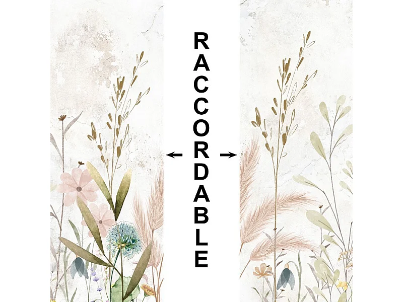 Crédence cuisine en aluminium - motif floral marron - 360x50 cm (en 3 bandeaux)