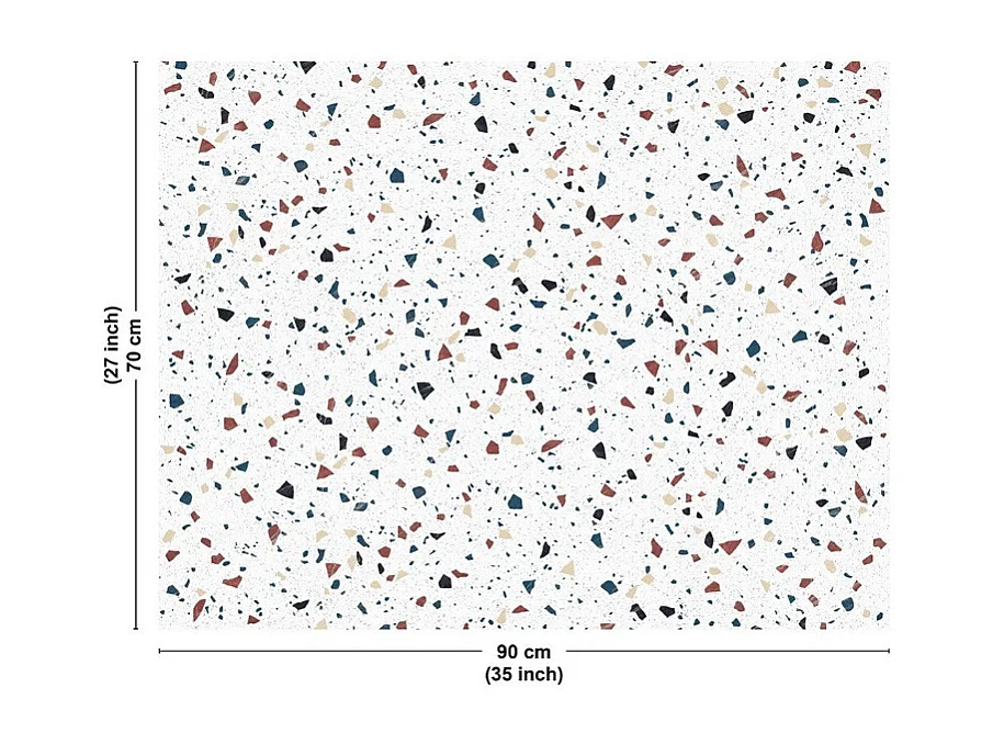 Fond de hotte en aluminium - motif terrazzo blanc  - 70x90 cm