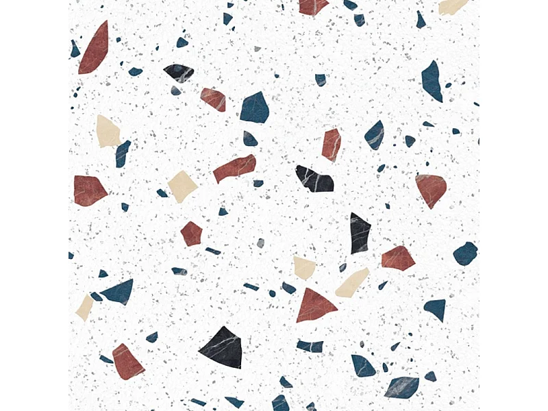 Fond de hotte en aluminium - motif terrazzo blanc  - 70x90 cm